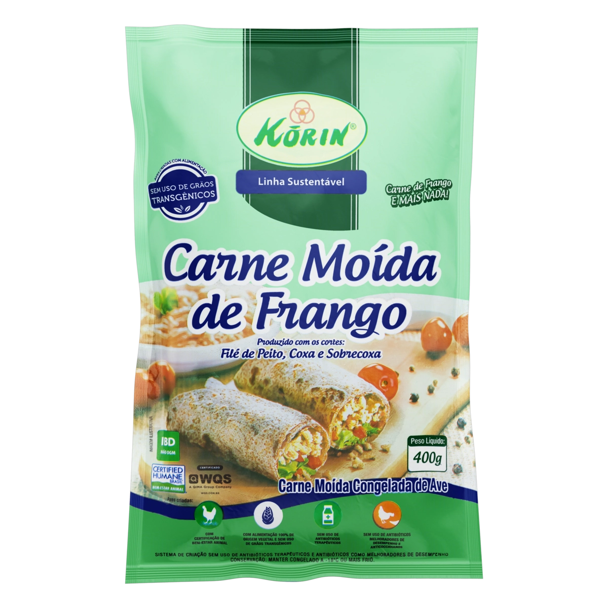 Carne Moída De Frango Congelada Korin Sustentável 400g