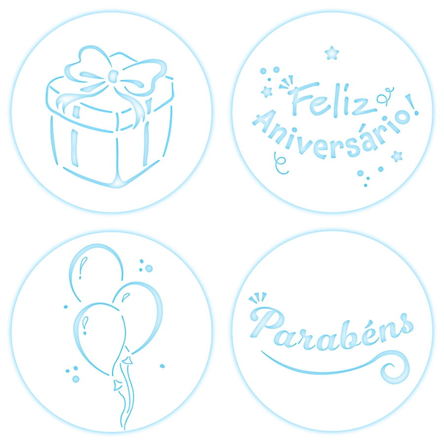 Kit Mini Stencils Parabens 4pcs 370331 Bluestar