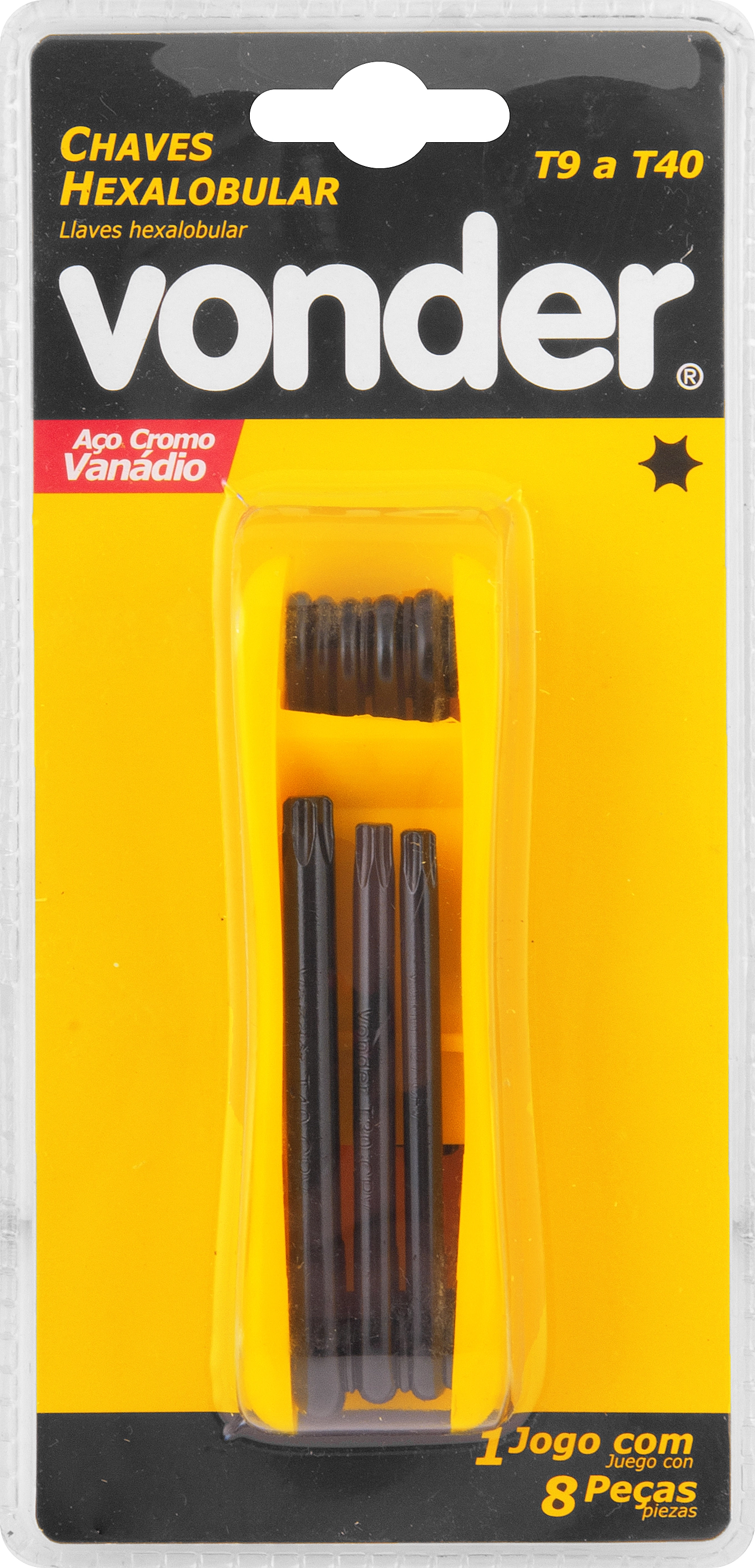 Chave Torx Jogo Com 08 T09 A T40 Vtx 2 Cromo Vanádio Vonder