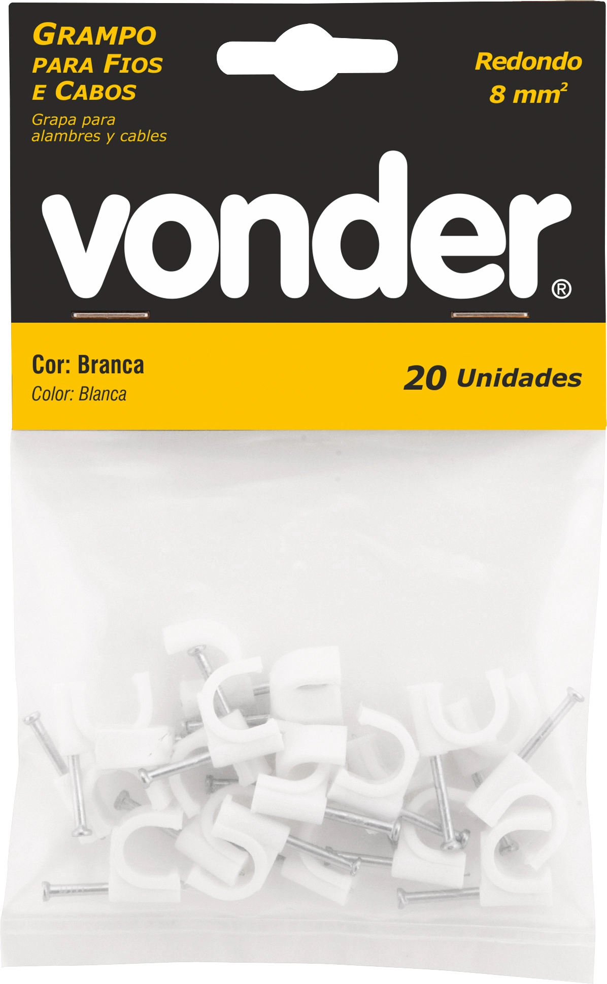 Grampo Fixa Fio 8,0mm C/20 Vonder Redondo 28.98.120.008