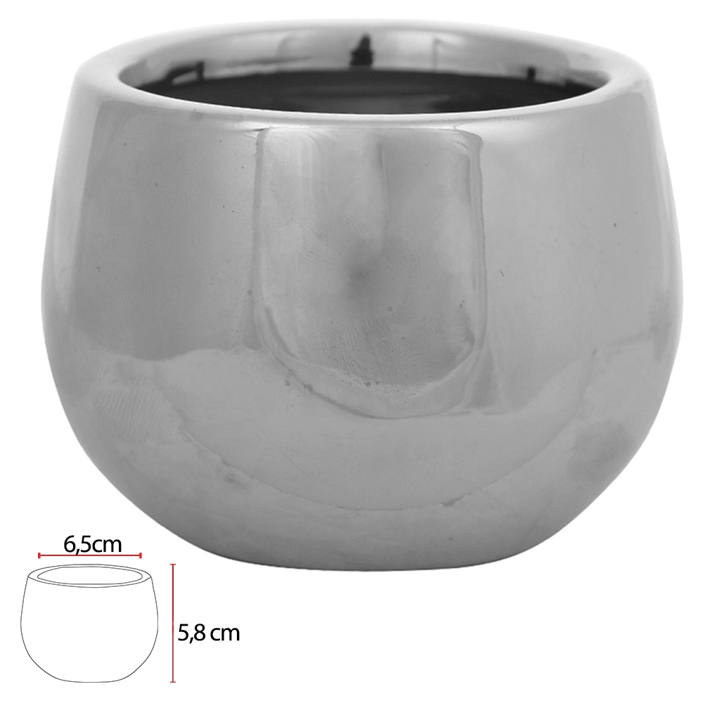 Vaso Ceramica 5.8cm Prata 42258001 Flor Arte