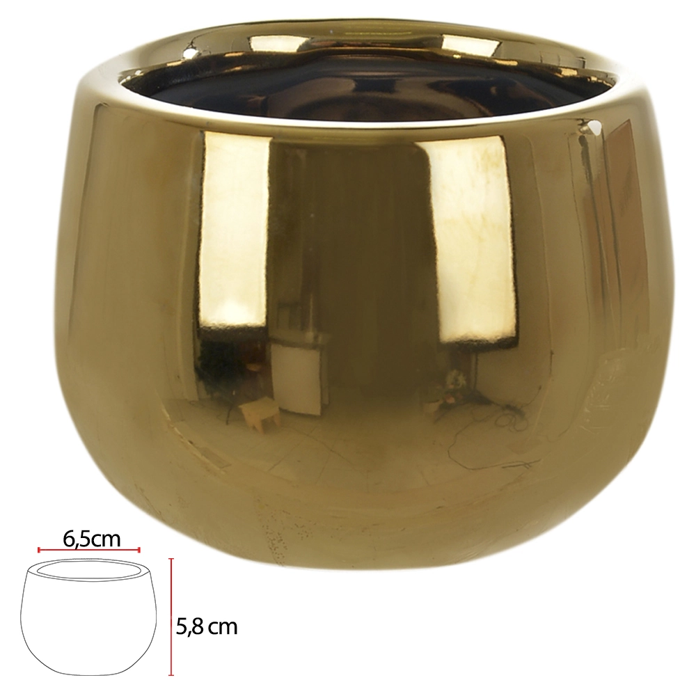 Vaso Ceramica 5.8cm Dourado 42258002 Flor Arte