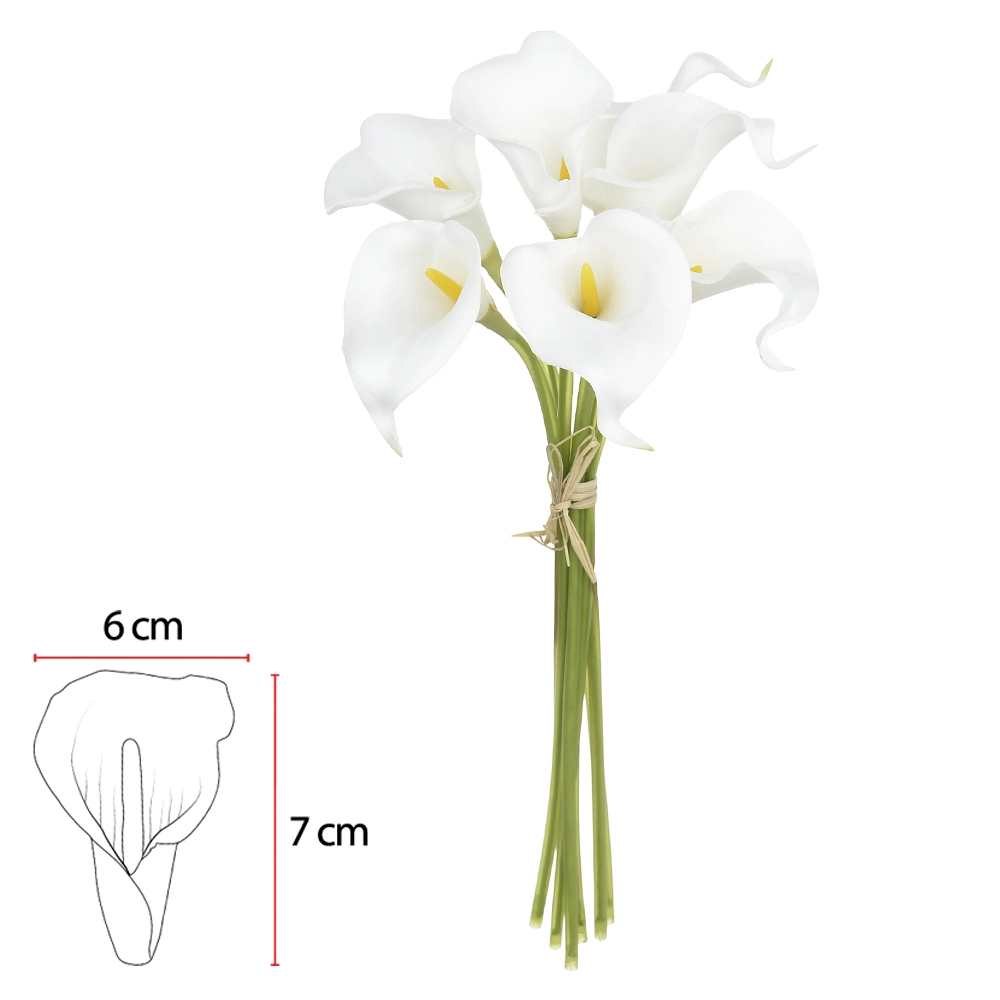Buque Copo Leite Ramalhete Fita Branco X7 35cm 43315002 Flor Arte