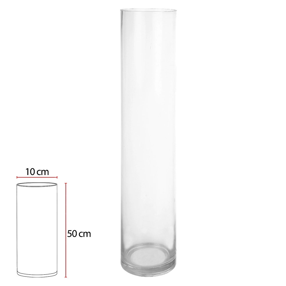 Vaso Vidro Cilindro Transparente 50cm 43609001 Flor Arte