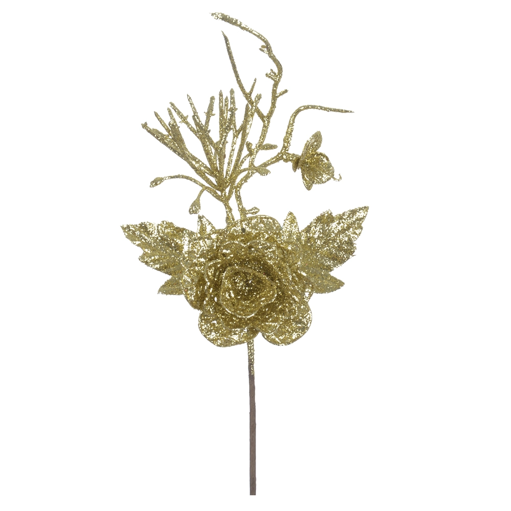 H.pick Flor Glitter Dourado 21cm 44233004 Dea