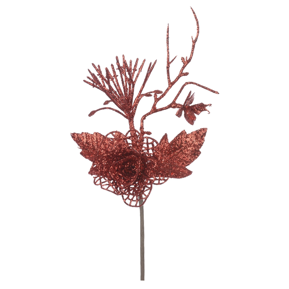 H.pick Flor Glitter Vermelho 21cm 44233005 Dea