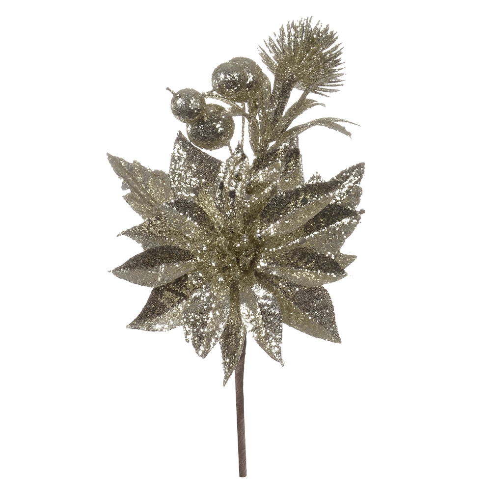 H.pick Flor Glitter Champanhe 20cm 44234003 Dea