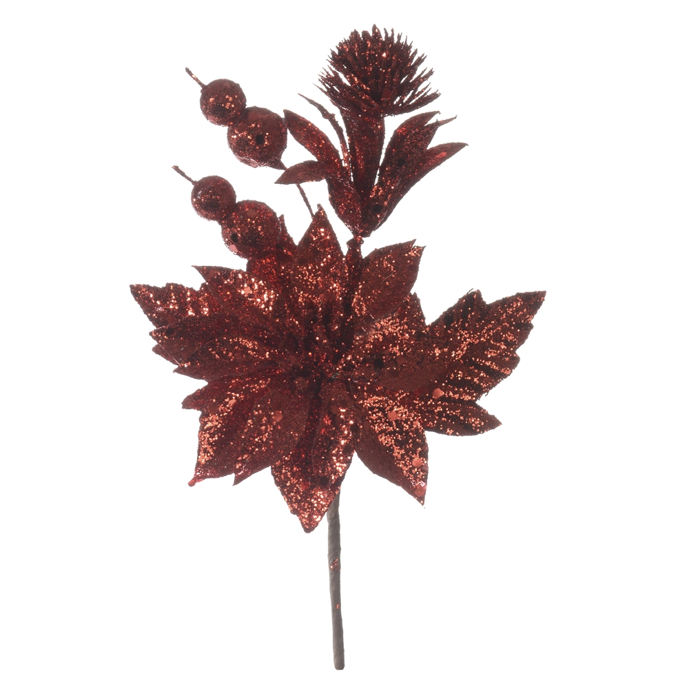 H.pick Flor Glitter Vermelho 20cm 44234004 Dea