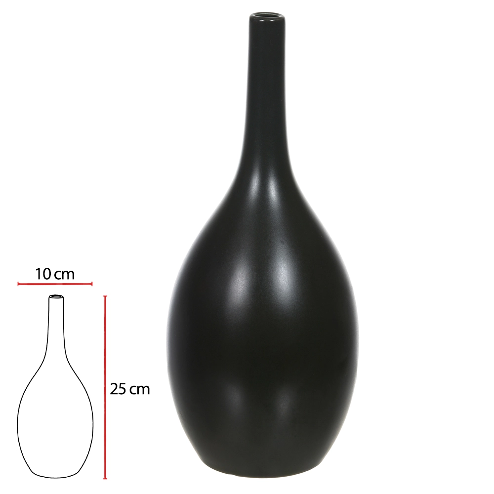 Vaso Ceramica Preto 25cm 10d 48606002 Dea