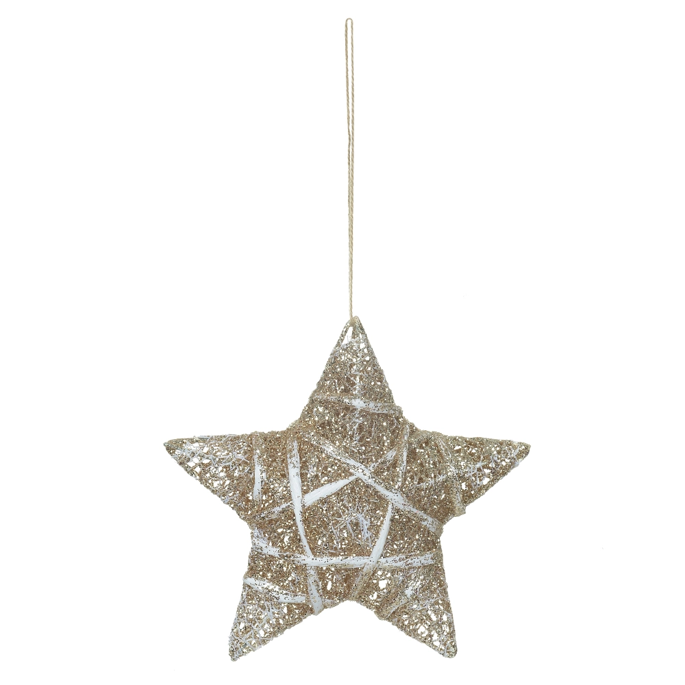 Natal Enfeite Estrela Aramada Champanhe 10cm Florarte 48827001