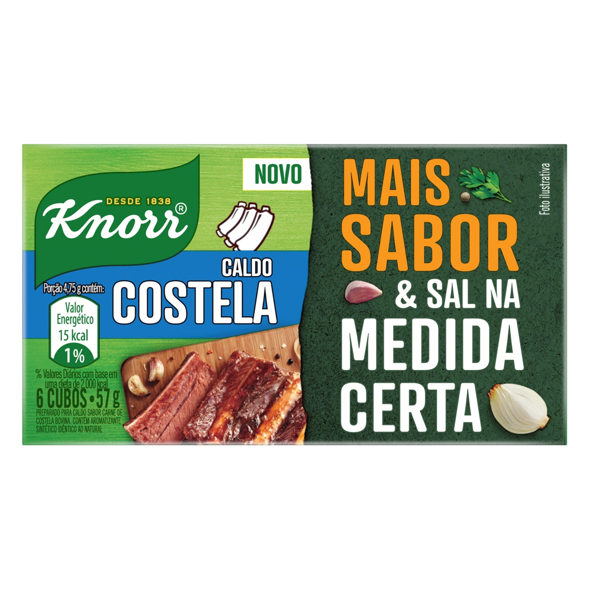 Caldo Tablete Costela Knorr Mais Sabor Caixa 57g 6 Unidades