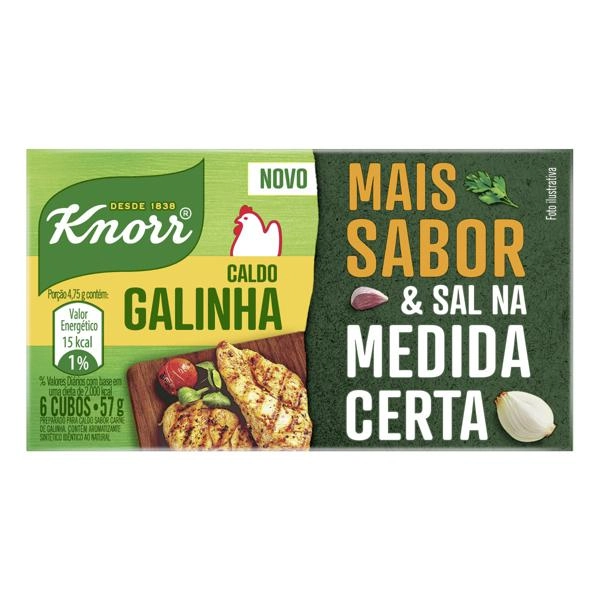 Caldo Tablete Galinha Knorr Mais Sabor Caixa 57g 6 Unidades