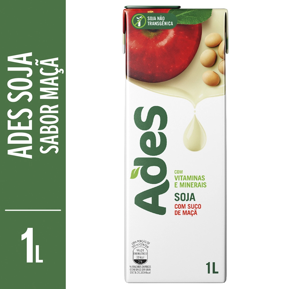 Bebida à Base De Soja Maçã Ades Caixa 1l