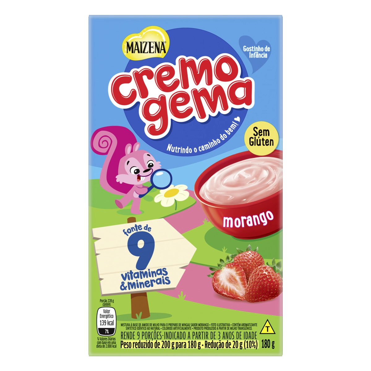 Mingau Morango Maizena Cremogema Caixa 180g