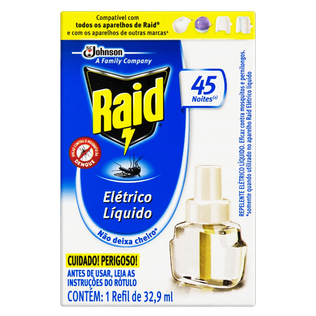 Inseticida Raid Elétrico 45 Noites Refil 32,9ml