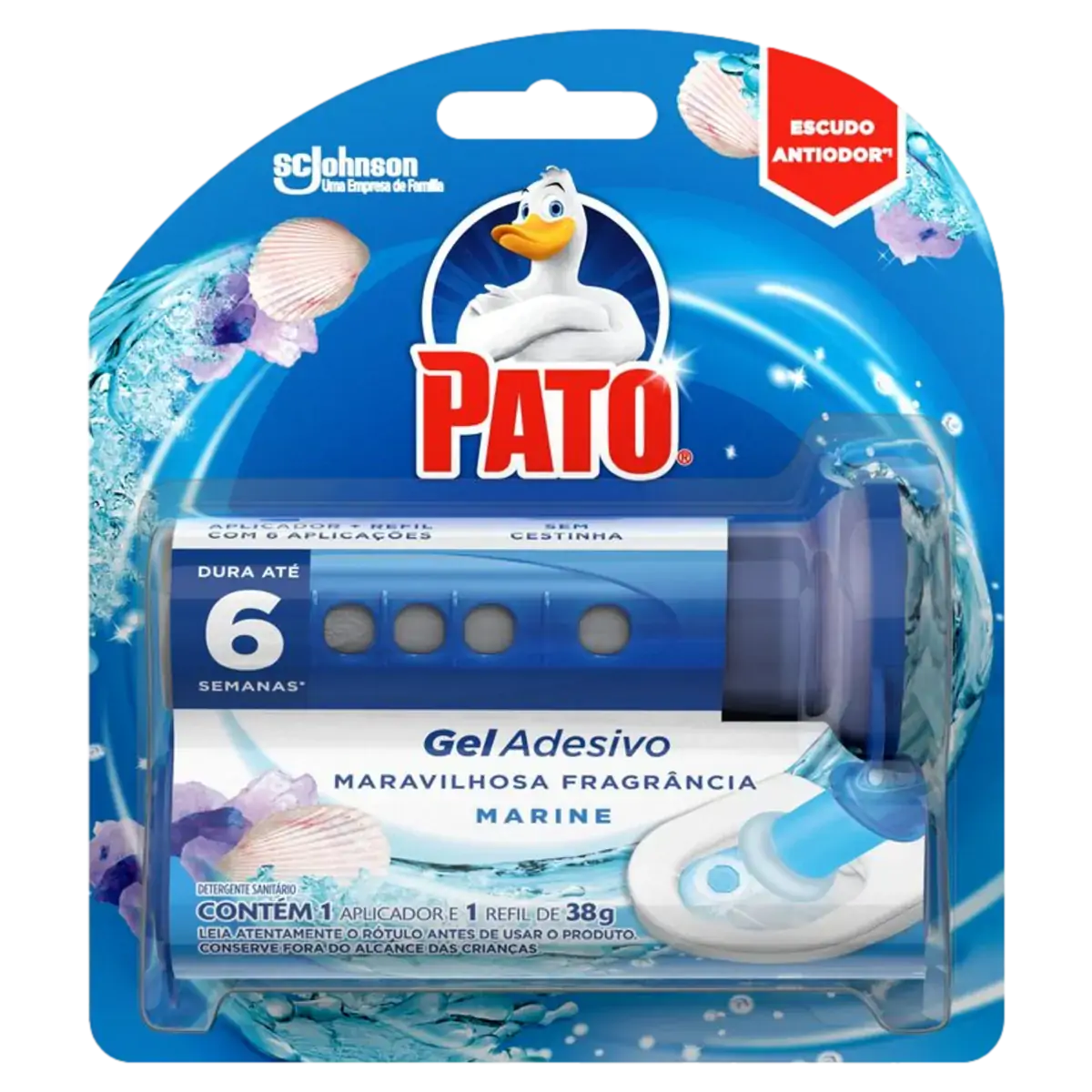 Detergente Sanitário Gel Adesivo Com Aplicador Marine Pato 38g Refil