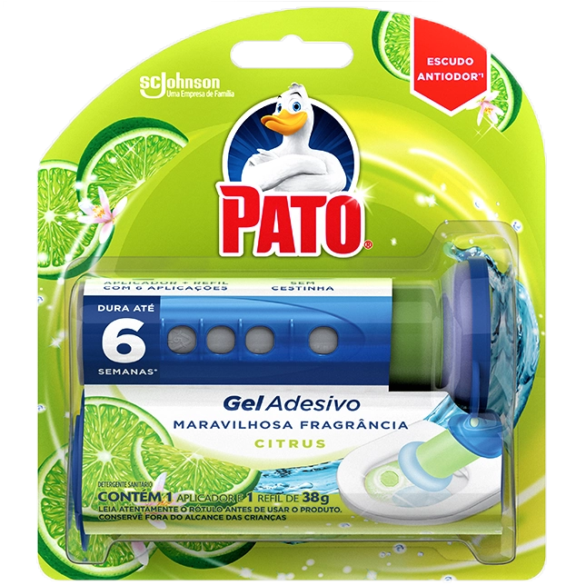 Detergente Sanitário Gel Adesivo Com Aplicador Citrus Pato 38g Refil