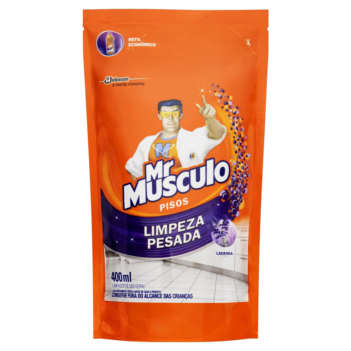 Limpador Limpeza Pesada Lavanda Mr Músculo Sachê 400ml Refil Econômico