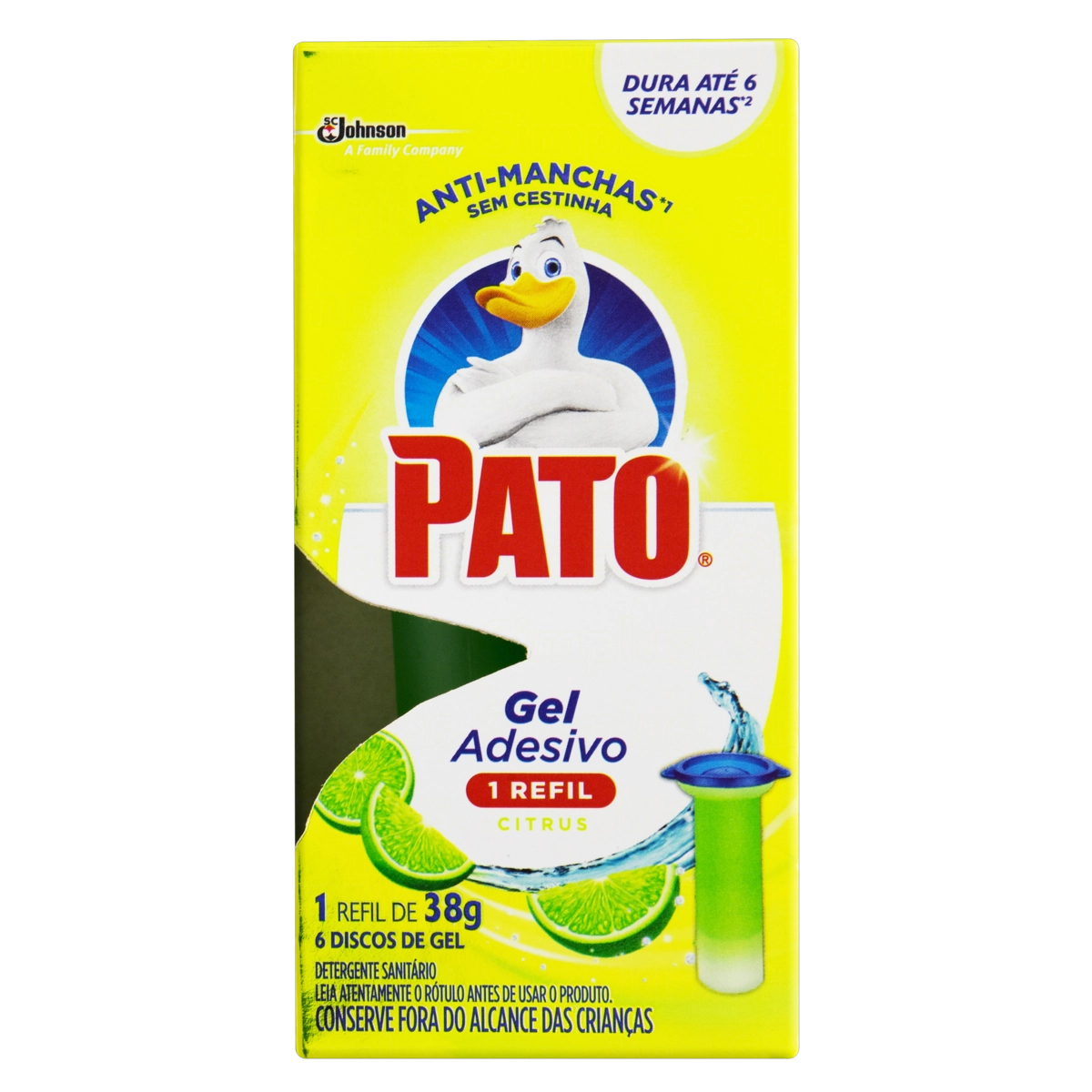 Detergente Sanitário Gel Adesivo Citrus Pato 38g Refil