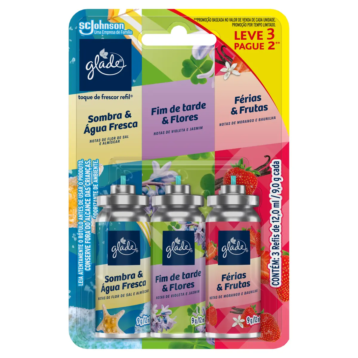 Kit Odorizador De Ambiente Sombra água Fresca Fim De Tarde Flores Férias Frutas Glade Toque De Fresc