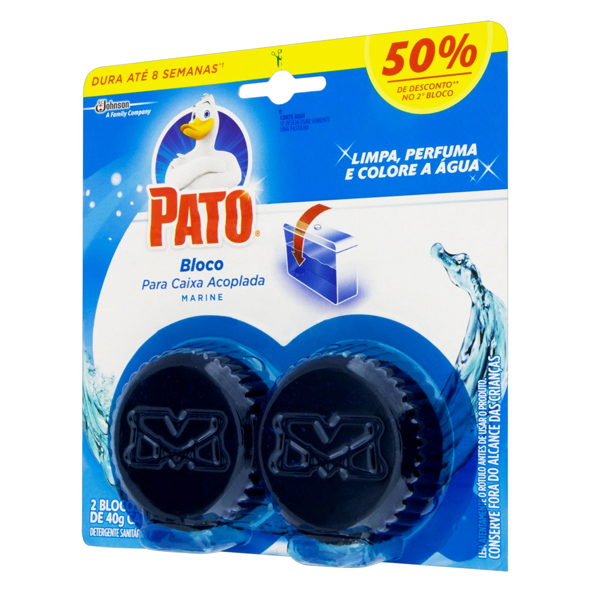 Detergente Sanitário Bloco Para Caixa Acoplada Marine Pato 40g Cada 2 Unidades Grátis 50 De Desconto