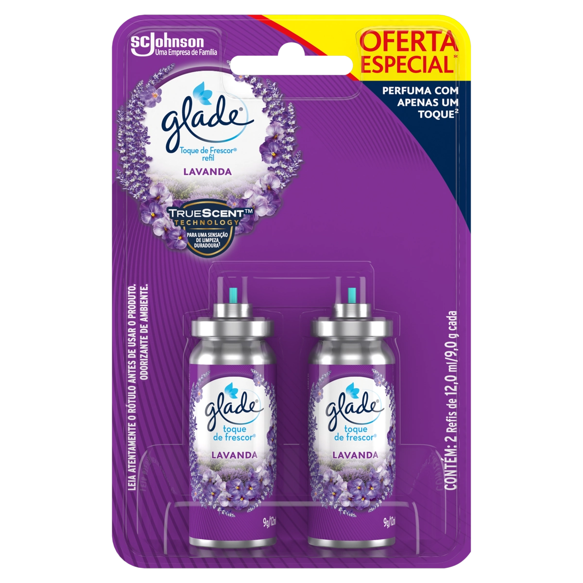 Odorizador De Ambiente Lavanda Glade Toque De Frescor Blister 2 Unidades 12ml Cada Spray Refil
