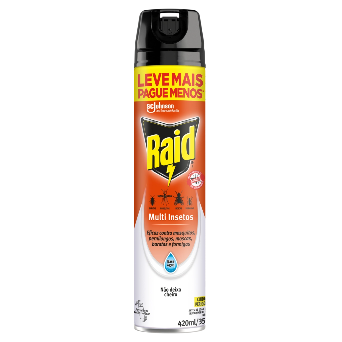 Inseticida Aerossol Multi Insetos Base água Sem Perfume Raid Frasco 420ml Spray Leve Mais Pague Meno