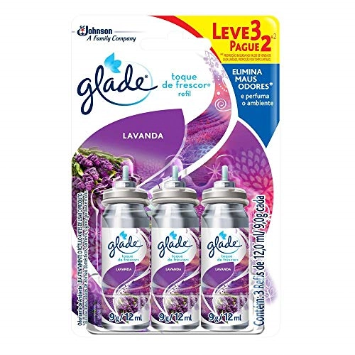 Odorizador De Ambiente Lavanda Glade Toque De Frescor Blister 12ml Cada Refil Leve 3 Pague 2 Unidade