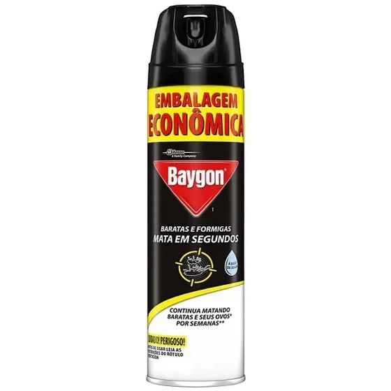 Inseticida Aerossol Mata Baratas E Formigas Base água Baygon Frasco 360ml Spray Embalagem Econômica