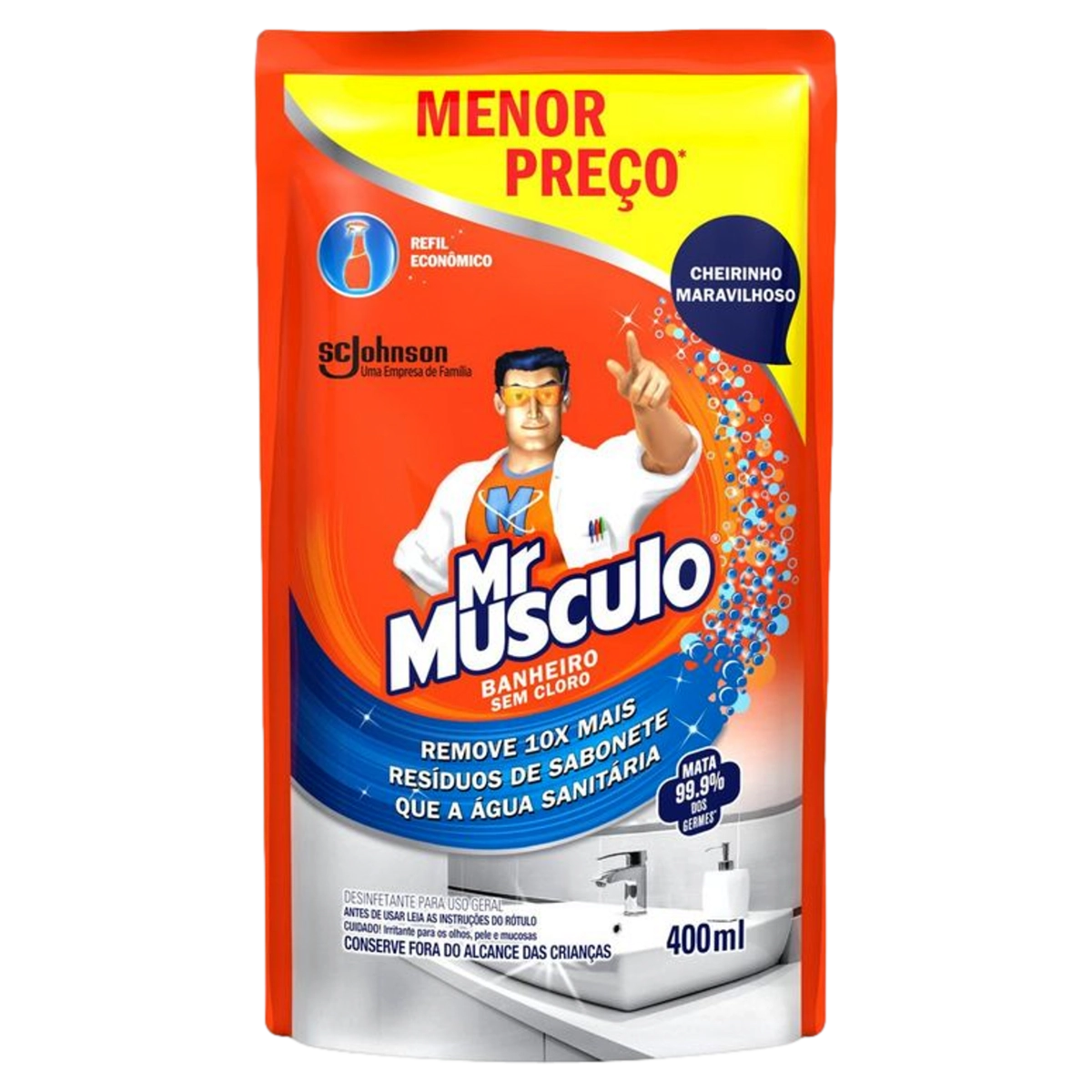 Desinfetante Banheiro Mr Músculo Sachê 400ml Refil Econômico