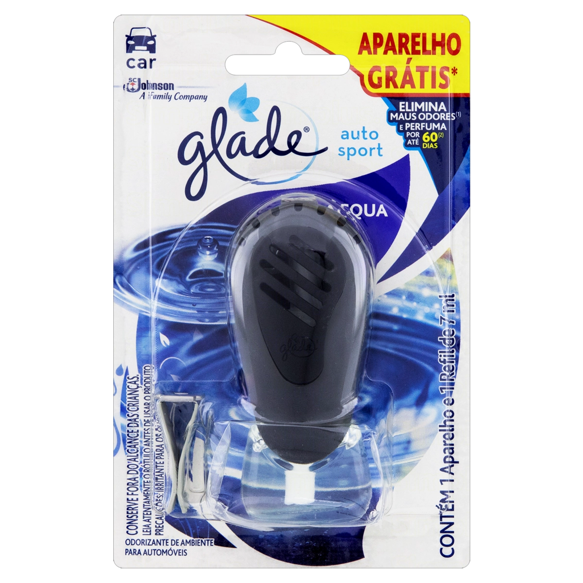 Odorizador Automotivo Acqua Glade Auto Sport Blister 7ml Grátis Aparelho