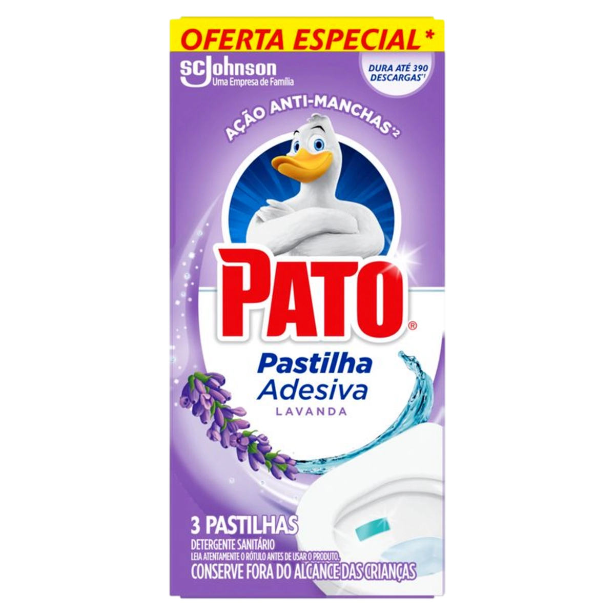 Detergente Sanitário Pastilha Adesiva Lavanda Pato 3 Unidades Oferta Especial