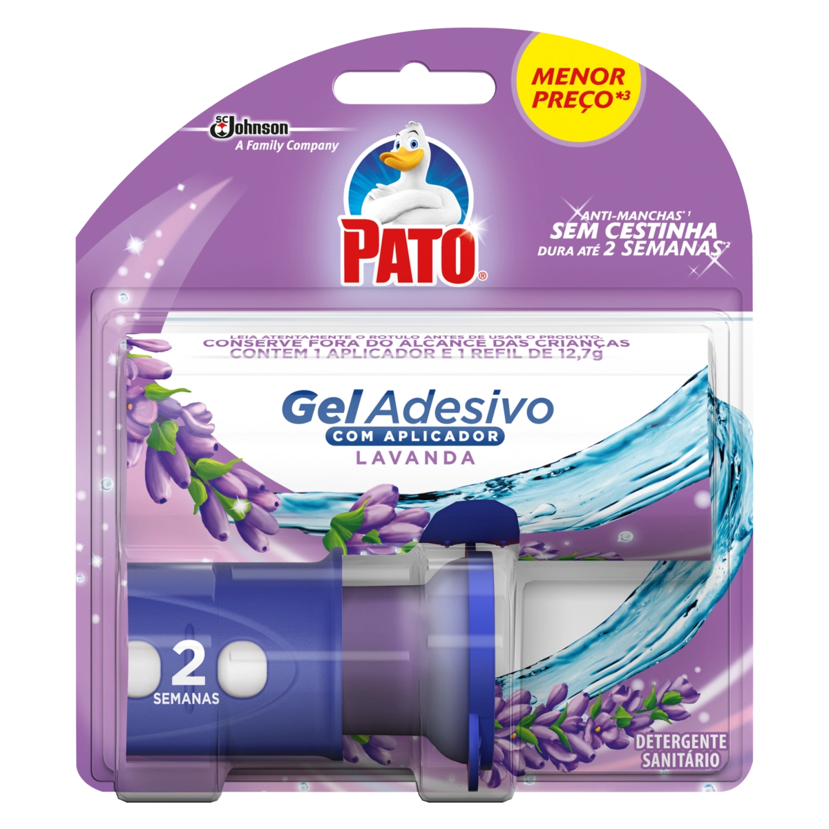 Detergente Sanitário Gel Adesivo Com Aplicador Lavanda Pato 12g Refil