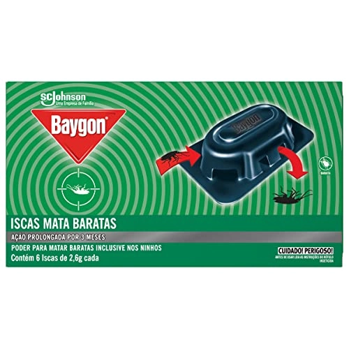 Inseticida Isca Mata Baratas Baygon Caixa 6 Unidades 2,6g Cada
