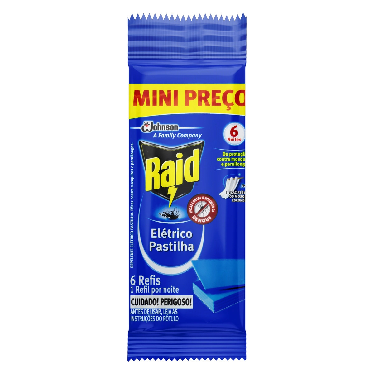 Repelente Pastilha Elétrico 6 Noites Raid Pacote 6 Unidades Refil