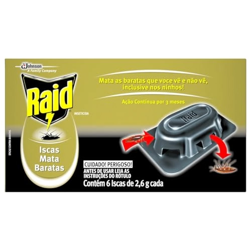 Inseticida Isca Mata Baratas Raid Caixa 6 Unidades 2,6g Cada