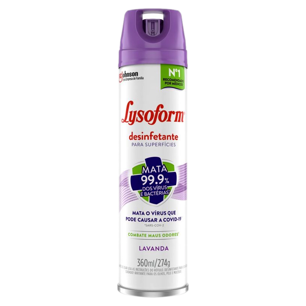 Desinfetante Aerossol Superfícies Lavanda Lysoform Frasco 360ml Spray