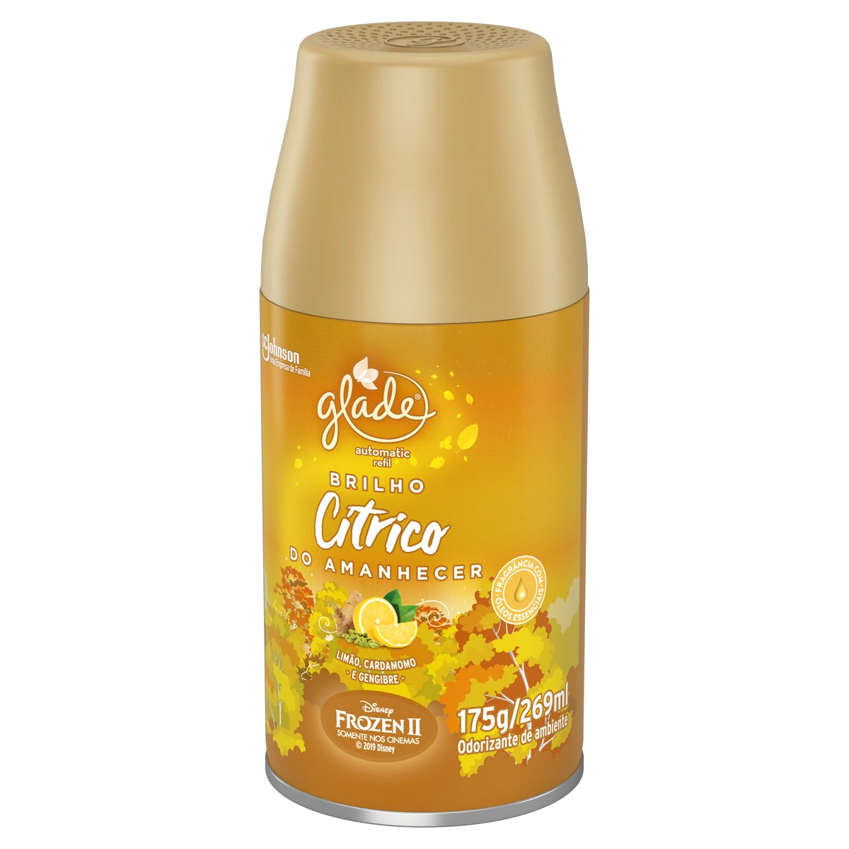 Odorizador De Ambiente Brilho Cítrico Do Amanhecer Frozen Ii Glade Automatic Frasco 269ml Refil