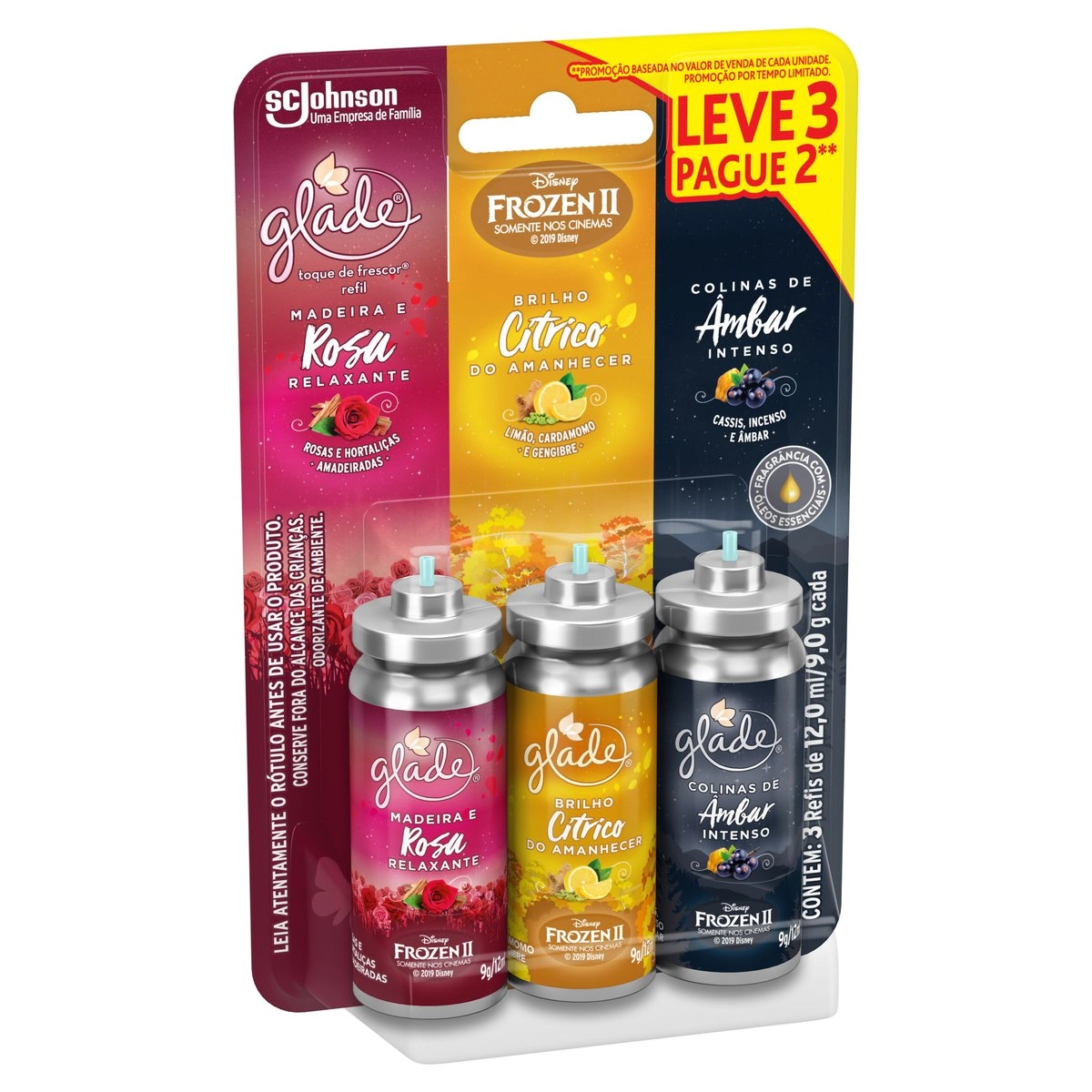 Kit Odorizador De Ambiente Rosa Cítrico âmbar Glade Toque De Frescor Blister 12ml Cada Refil Leve 3