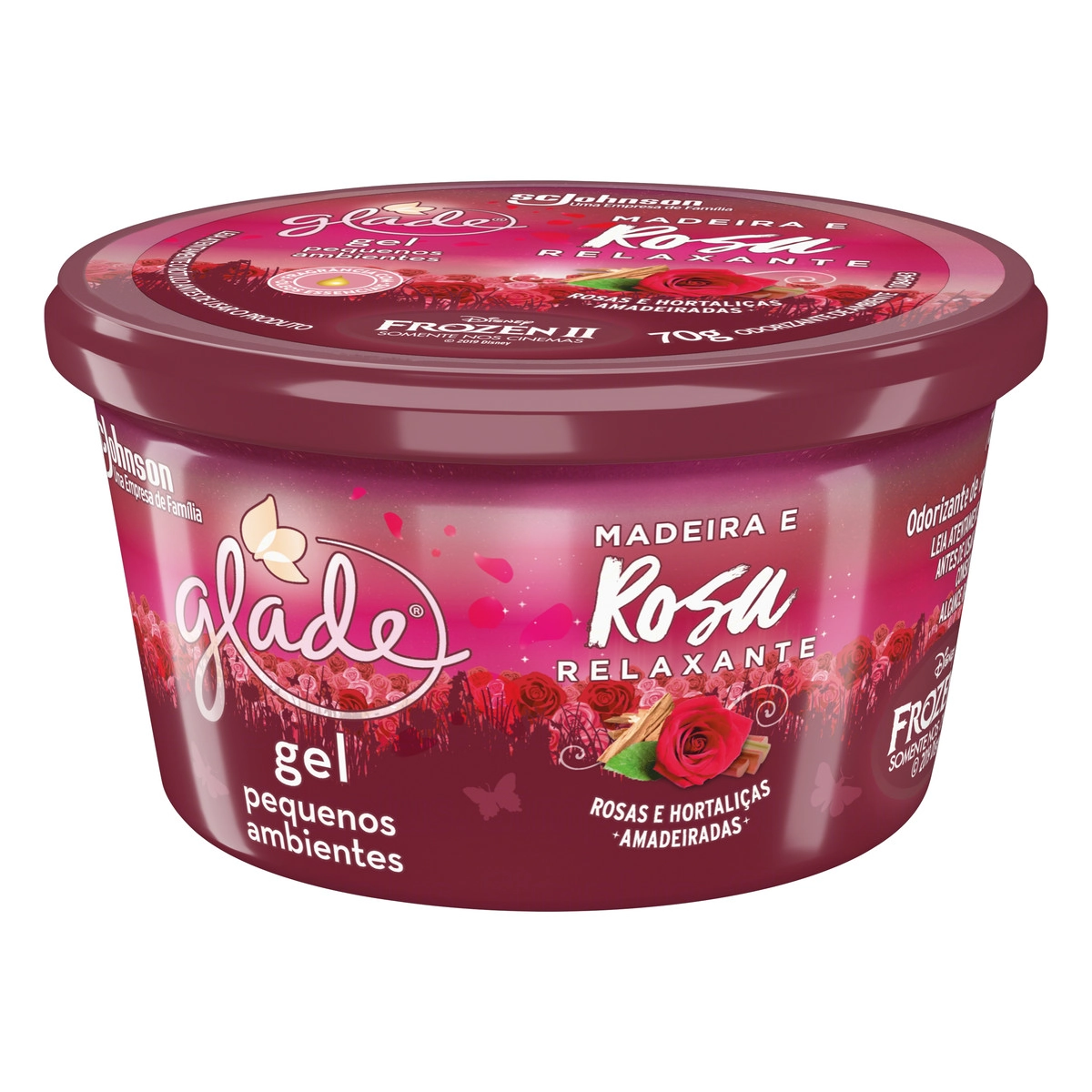 Odorizador De Ambiente Gel Madeira E Rosa Relaxante Frozen Ii Glade Pote 70g
