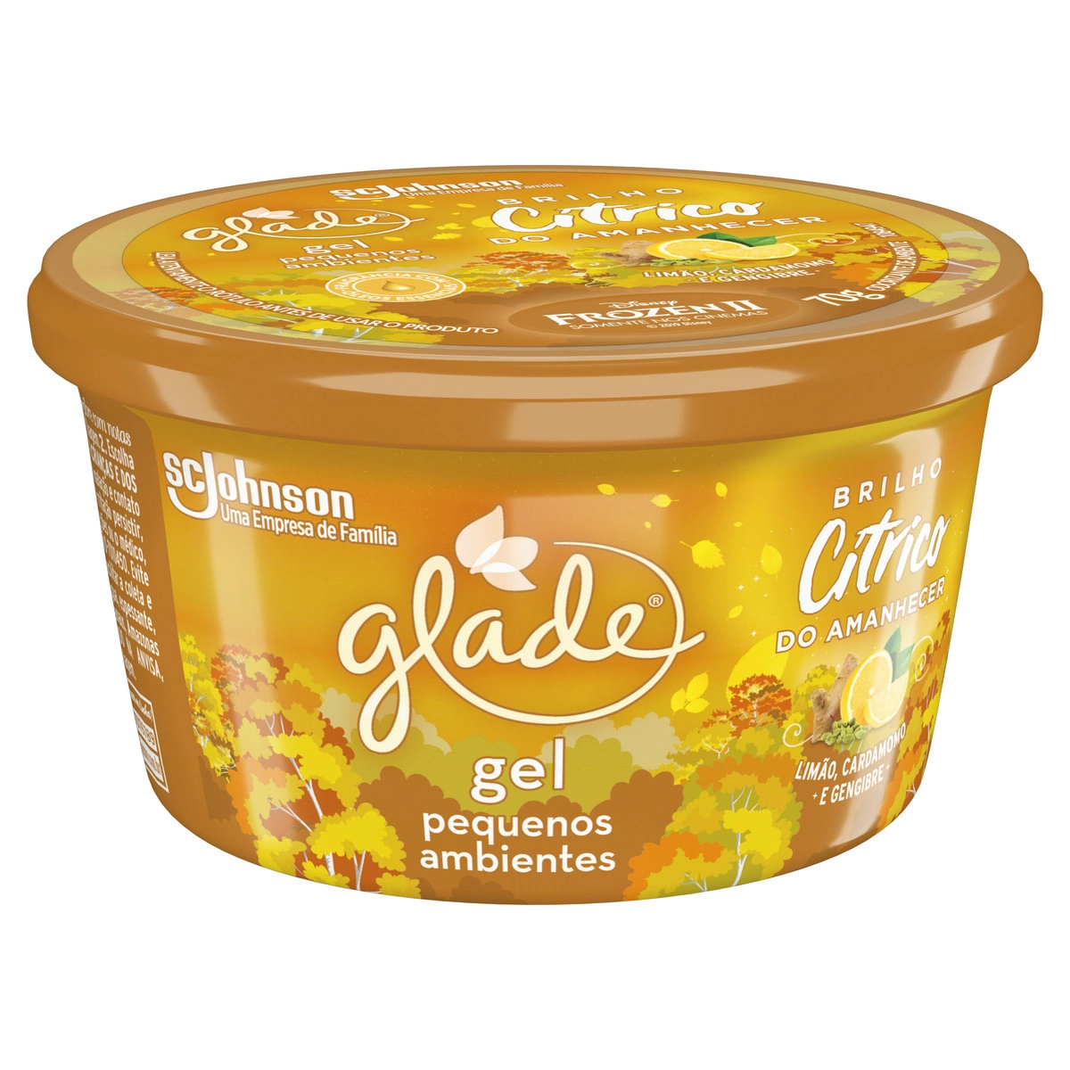 Odorizador De Ambiente Gel Brilho Cítrico Do Amanhecer Frozen Ii Glade Pote 70g