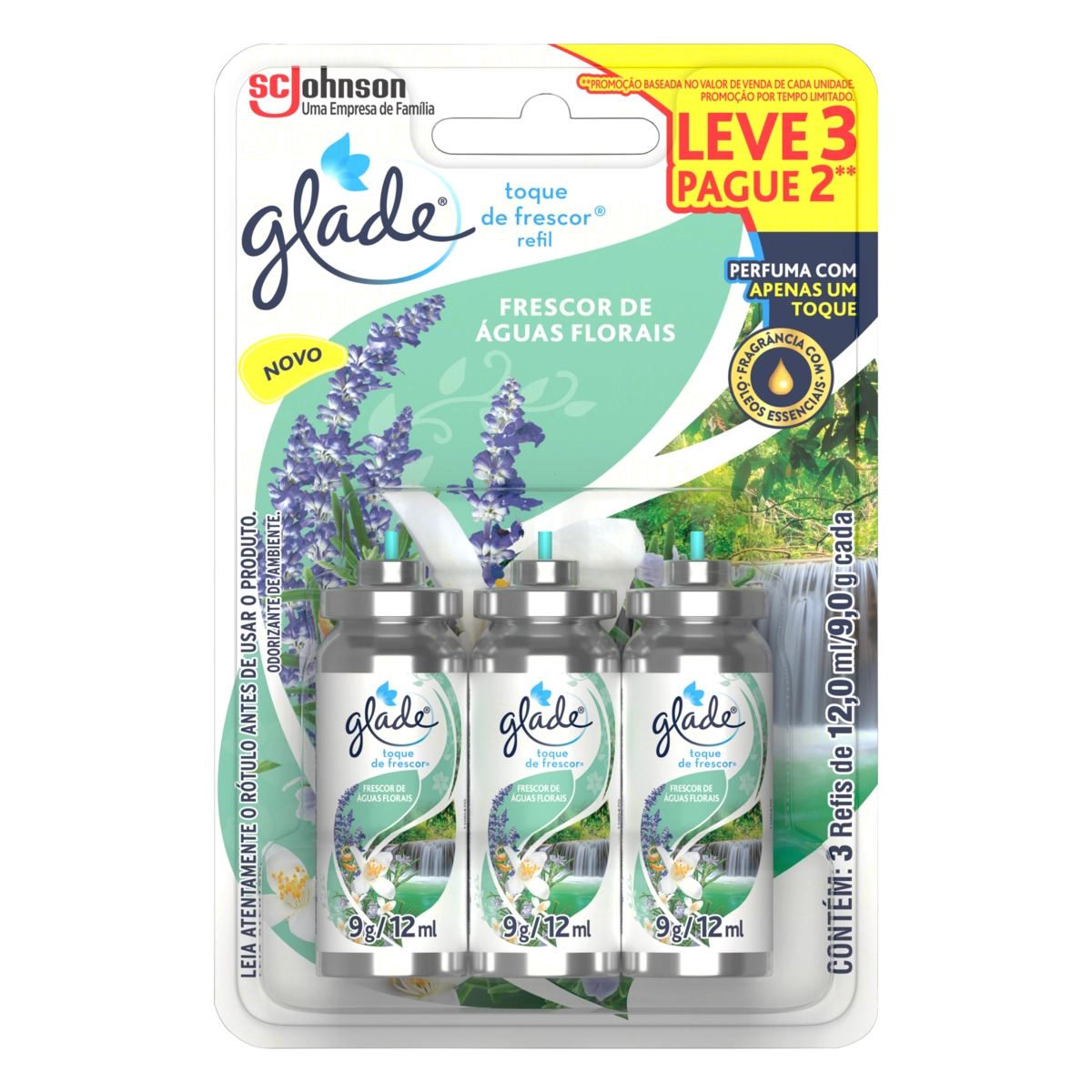 Odorizador De Ambiente Frescor De águas Florais Glade Toque De Frescor Blister 12ml Cada Refil Leve