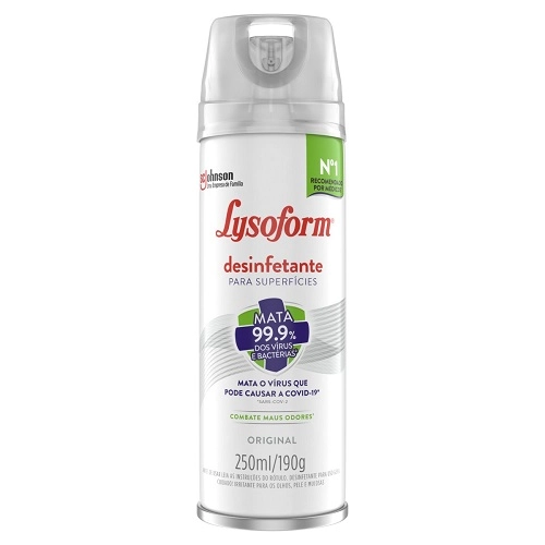 Desinfetante Aerossol Superfícies Original Lysoform Frasco 250ml Spray
