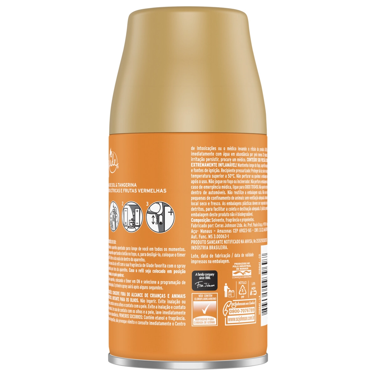 Odorizador De Ambiente Raio De Sol Tangerina Glade Automatic Frasco 269ml Refil