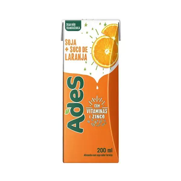Bebida à Base De Soja Laranja Ades Caixa 200ml