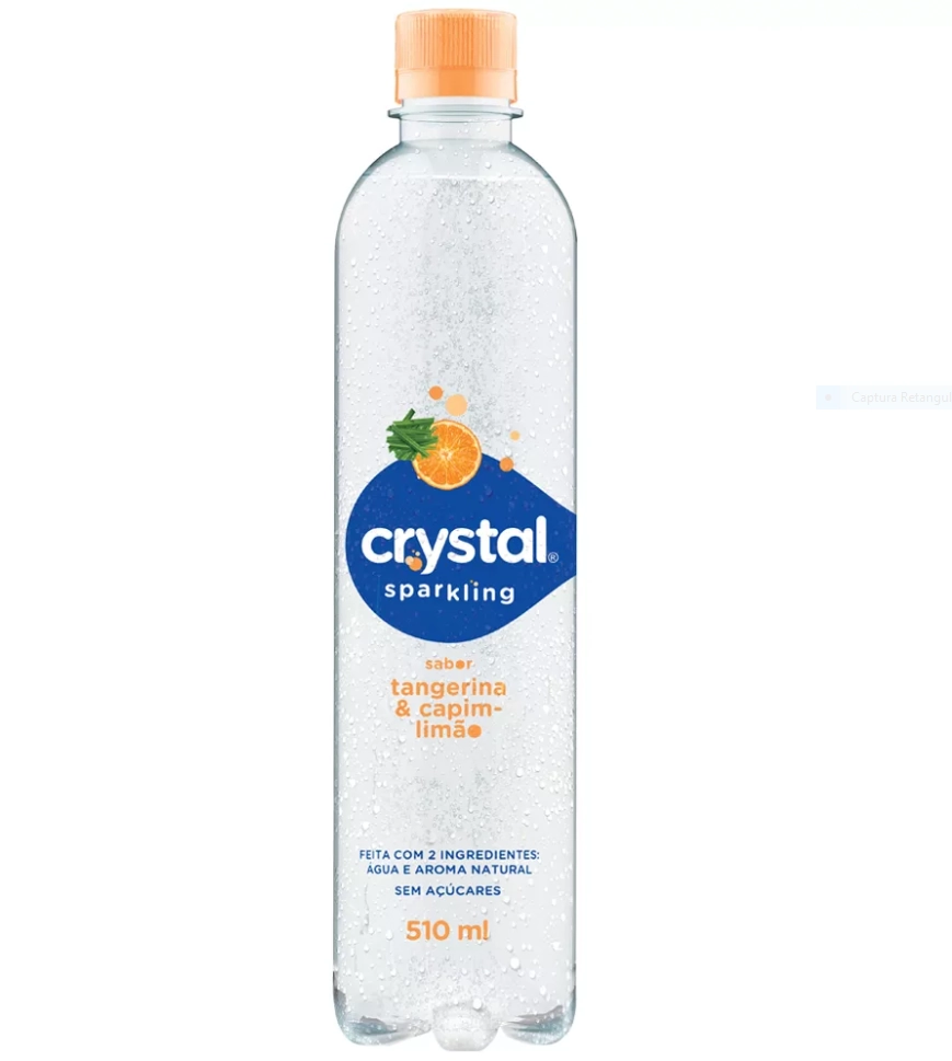 água Saborizada Com Gás Tangerina E Capim Limão Crystal Sabores Garrafa 510ml