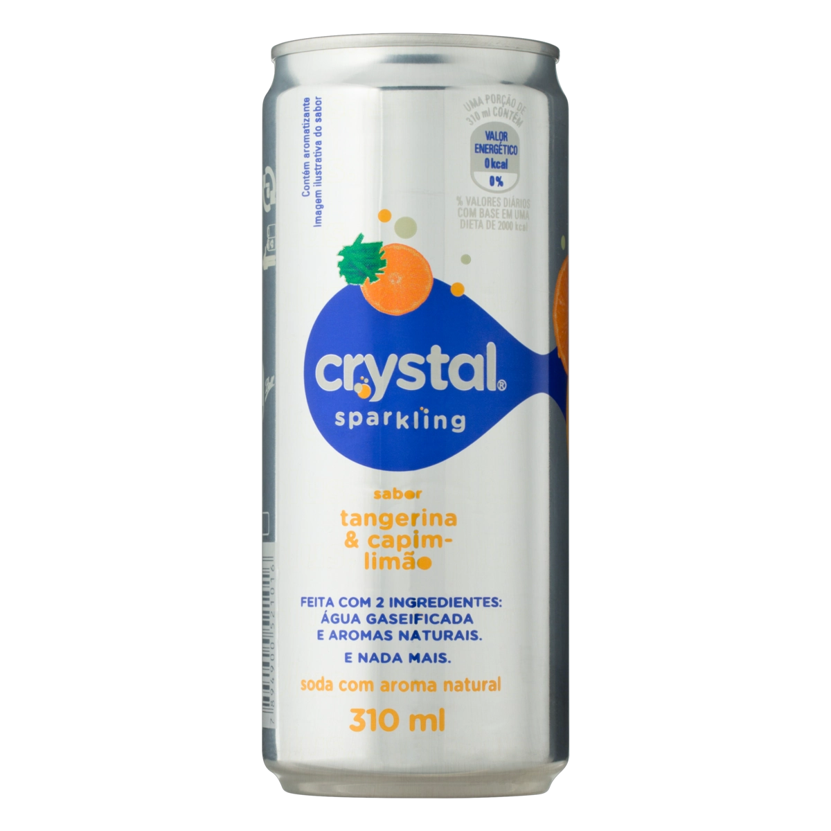 água Saborizada Com Gás Tangerina E Capim Limão Crystal Sparkling Lata 310ml