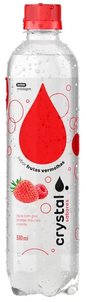 água Saborizada Com Gás Frutas Vermelhas Crystal Sabores Garrafa 510ml