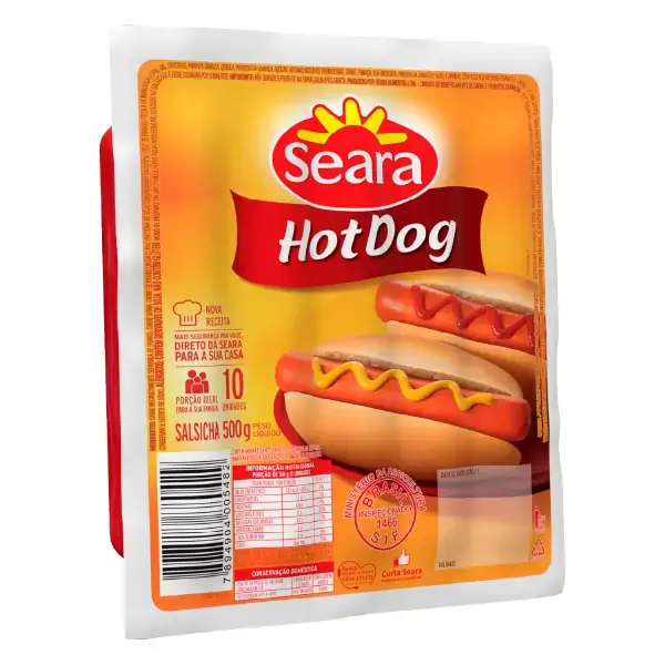 Salsicha Hot Dog Seara 500g 10 Unidades