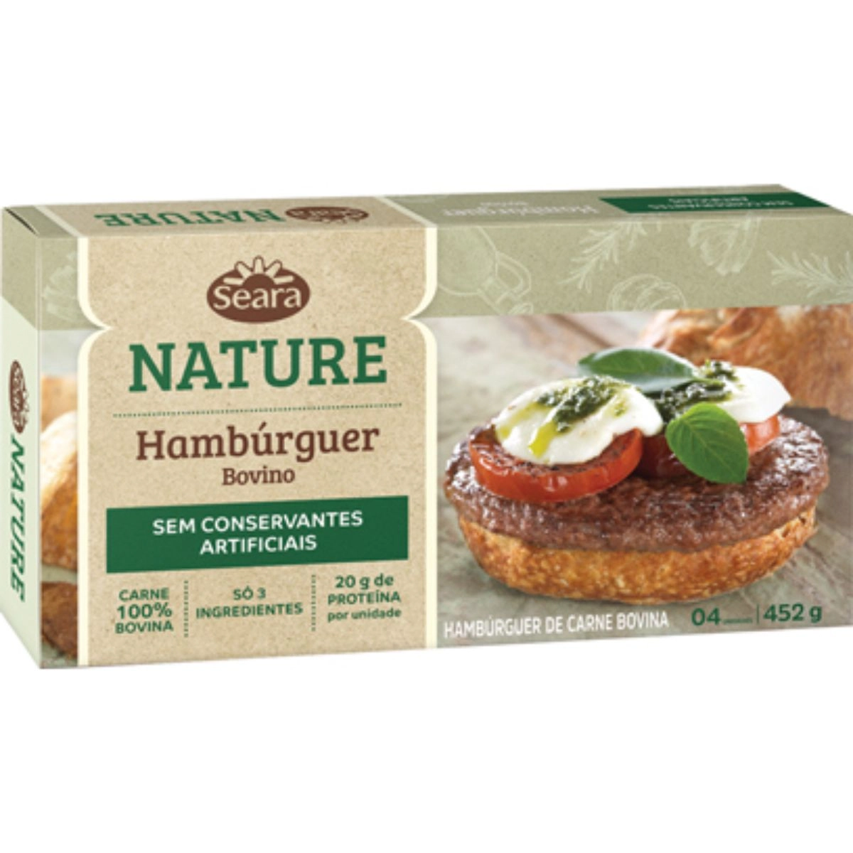 Hamburguer Seara Nature 452g Trad.cong.